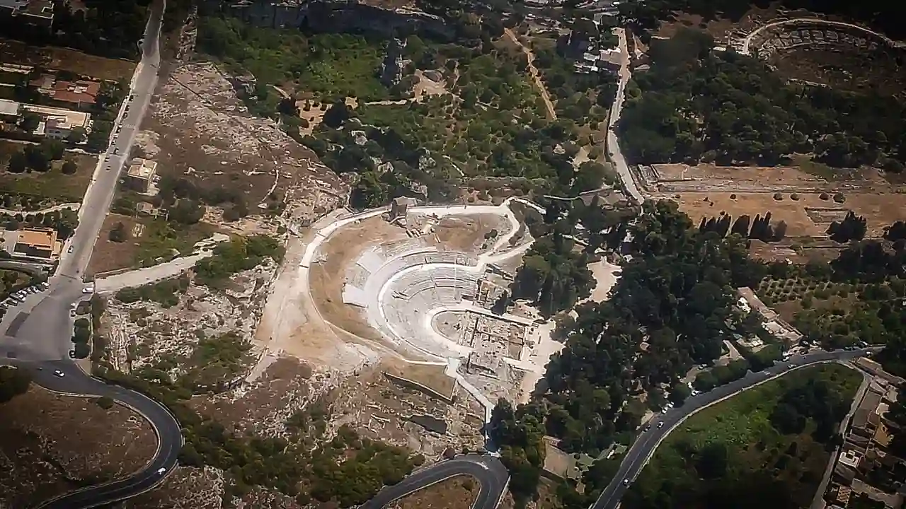 Zona archeologica di Siracusa - veduta aerea