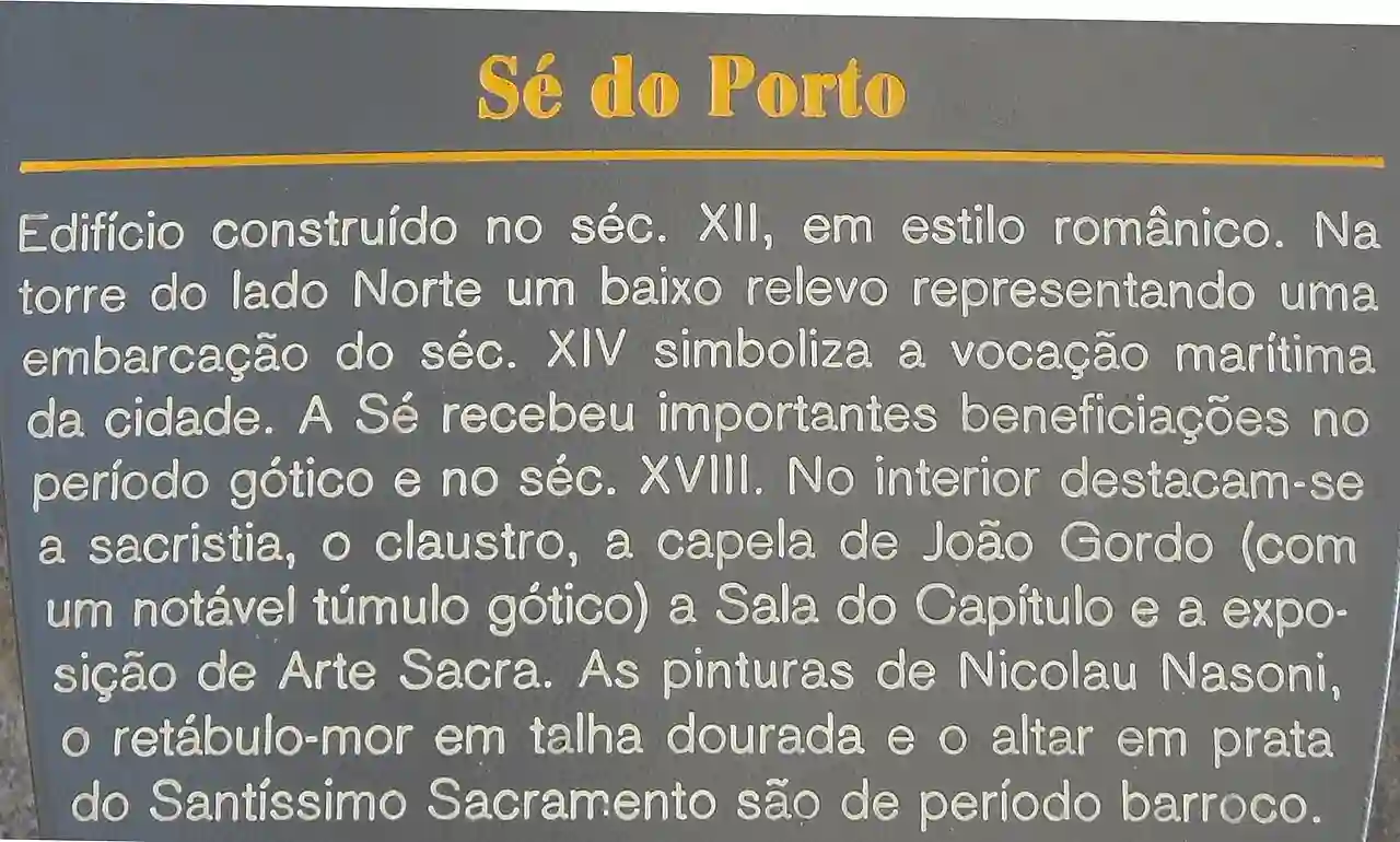 Sé do Porto - placa (português)