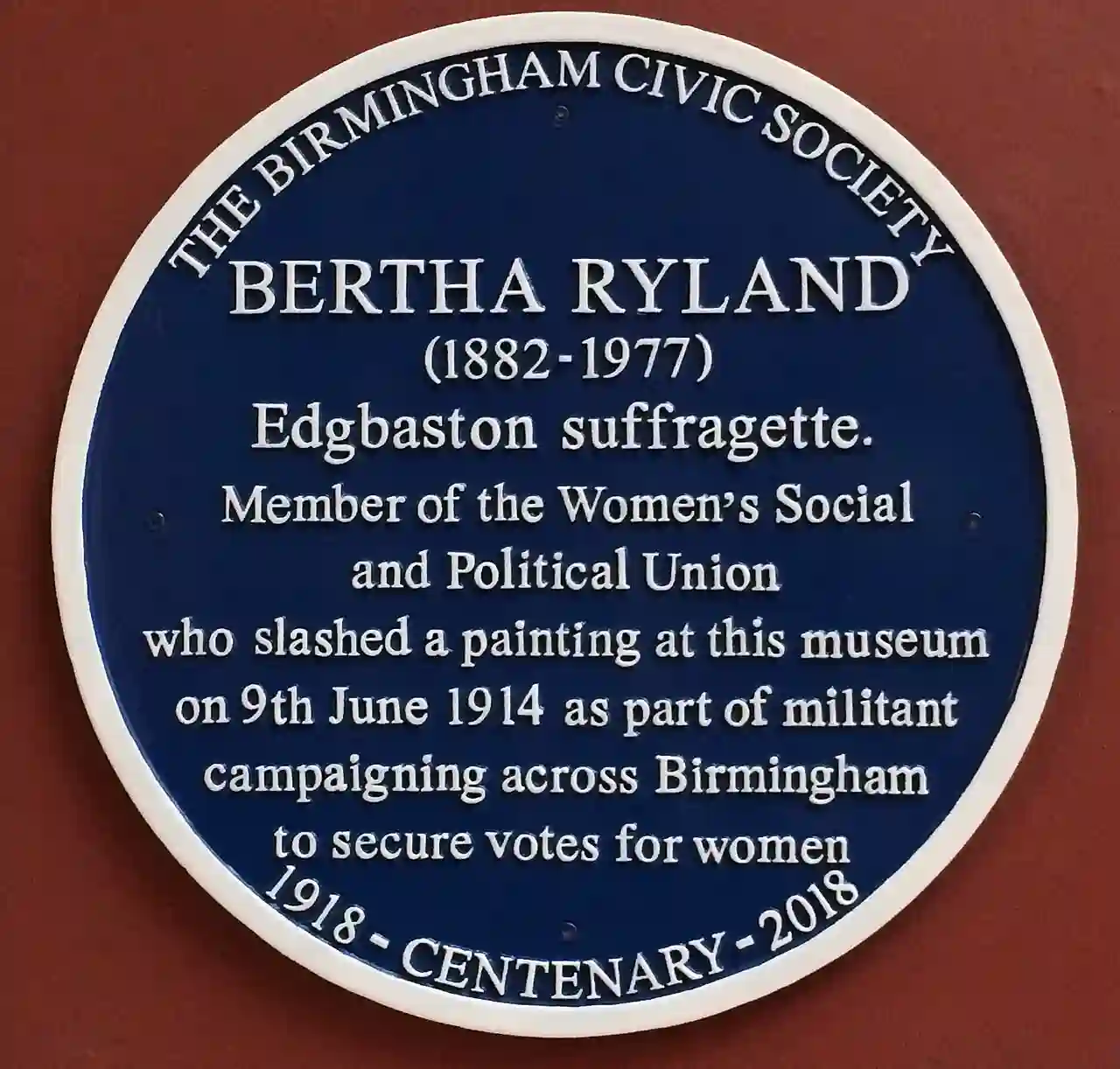 Bertha Ryland blue plaque