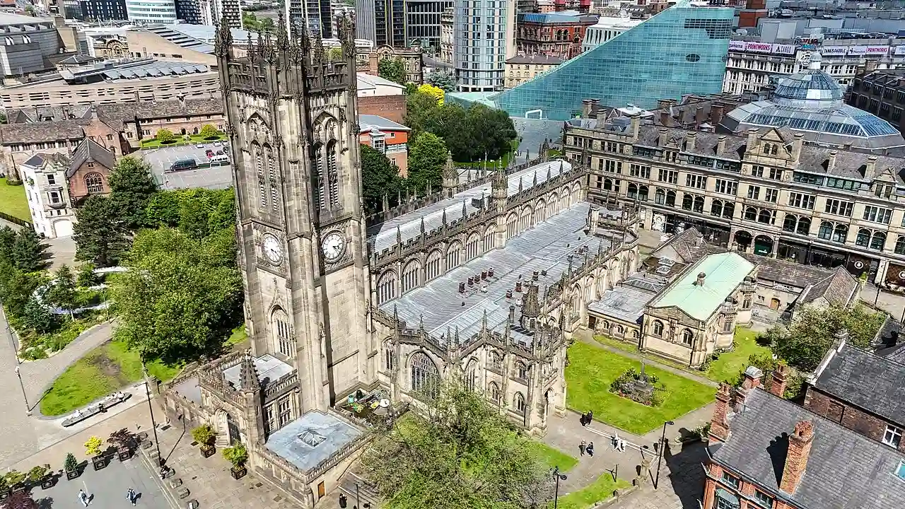 Manchester Cathedral - Aerial - 2024-06-16 02