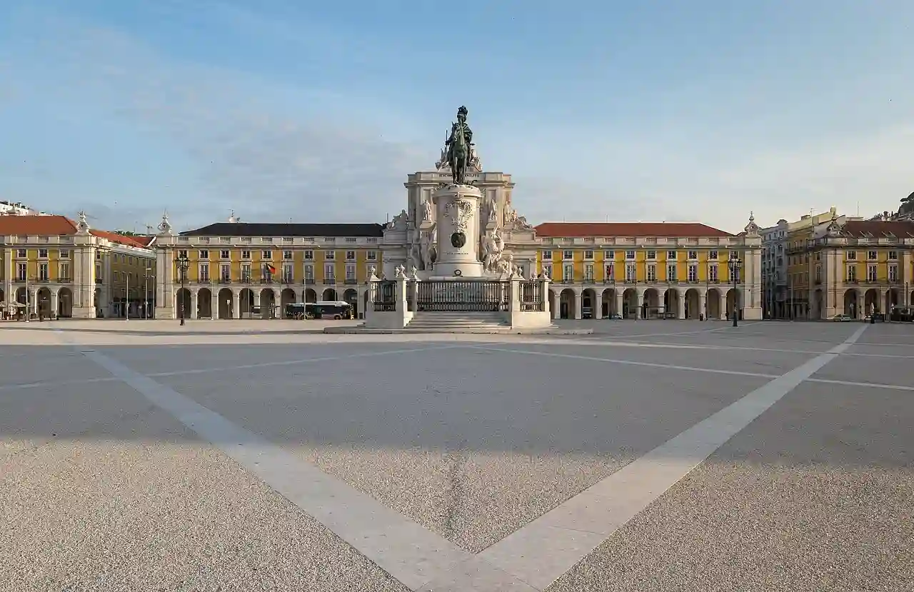 Empty Praça do Comércio during the COVID-19 lockdown, Lisbon, Portugal julesvernex2
