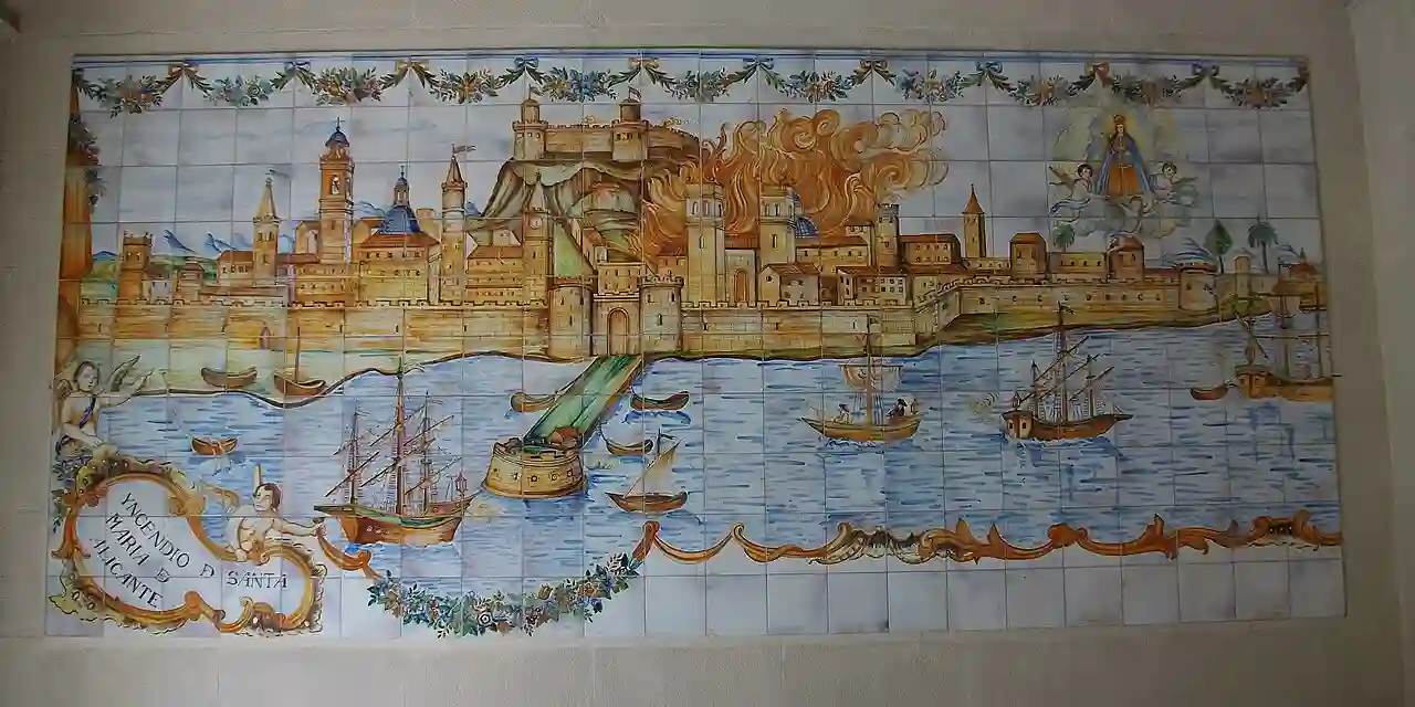 Representació de l'incendi de l'església de santa Maria, cocatedral de sant Nicolau de Bari, Alacant